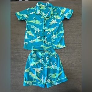 Dinosaur Print Kids Pajamas - Blue
